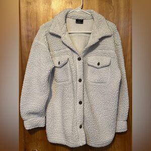 32 Degrees Cream Sherpa Button-Up Jacket